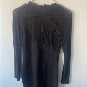 AKIRA Black Ruched Long Sleeve Sheath Dress